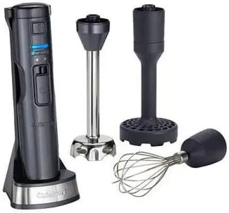 CUISINART blender ręczny, Mikser CSB300BU, szary, elektryczny mikser, Kitchenart Style Collection Mixer Diver 3 w 1 bezprzewodowy