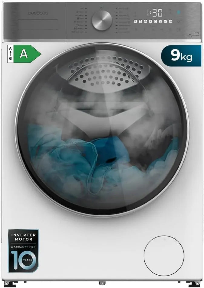Cecotec pralka, Bolero DressCode 7150, 12 programów, 7 kg, klasa energetyczna A, blokada, Inwerter, para Max, 1400 tr, min, Drum Clean