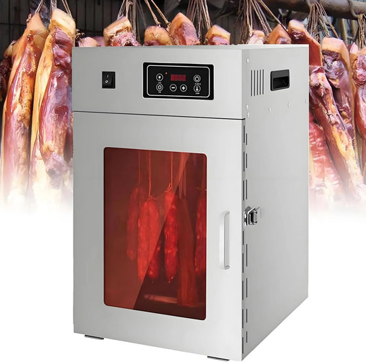 Elektryczna obrotowa suszarka do mięsa 800 W, stal nierdzewna, timer, suszarka do żywności z regulacją temperatury 30–90°C i cyfrowym timerem