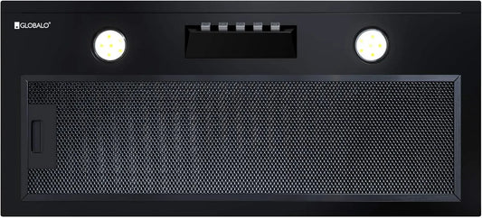 GLOBALO okap kuchenny, 60 cm, oświetlenie LED, powtarzalne, ciche, czarne, filtr smarowy malowany stalą Nowimo 60, cichy