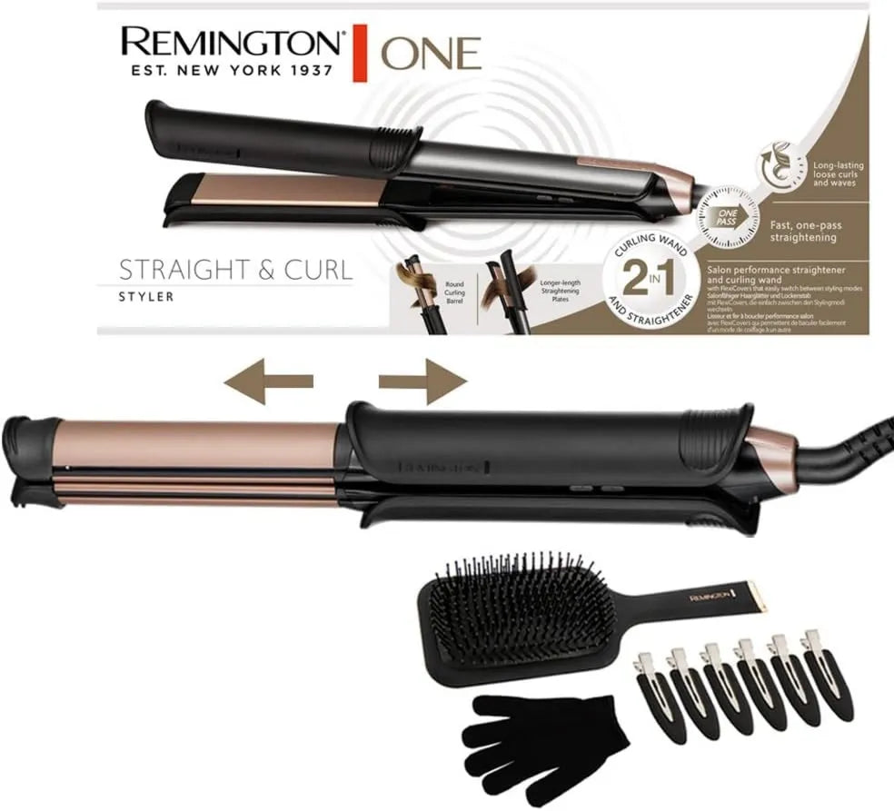 Remington prostownica do włosów, 150 do 230°C, 2in1 S6078, 2 strefy temperaturowe, elastyczne bity: tryb wygładzania i klamry 32 mm 2en1