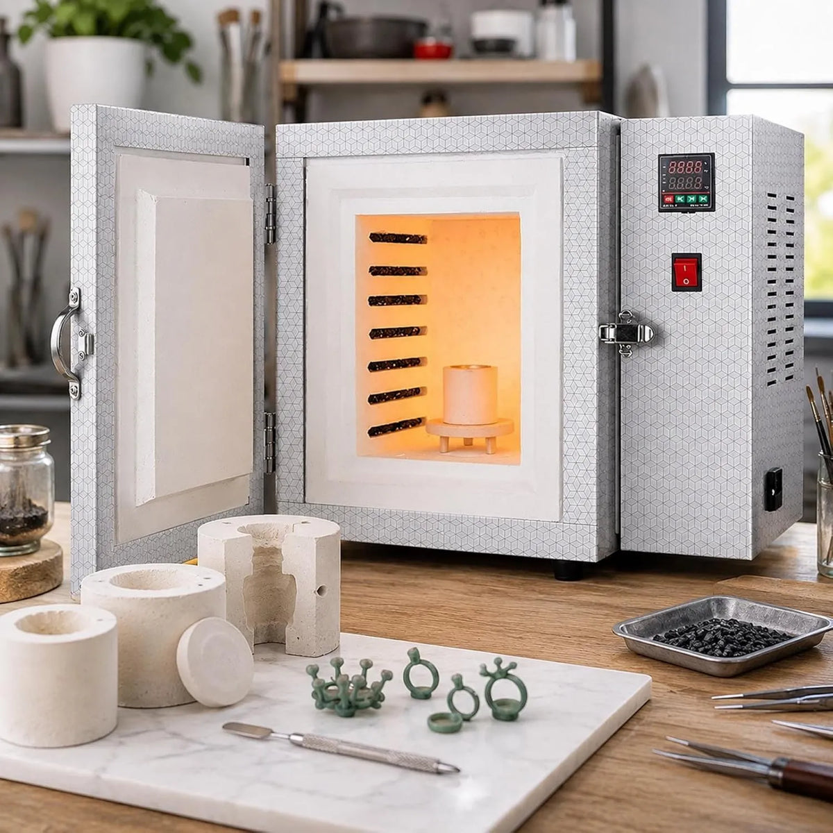 lealovengzh, Piec elektryczny, 1500 W, żeliwo, piec do podgrzewania i odobieg 1500 W, Biżuteria, Dentaire, Resin, Metal Clay I EMail