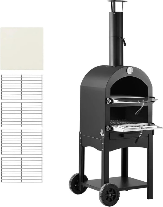 VEVOR, Pizza piekarnik elektryczny, 12 cali, plener, kemping, zdejmowany, 2 strefy temperaturowe, na Reunion kemping Jardin Arière- Court Grill